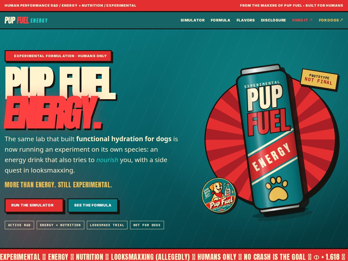 Landing-page snapshot of pupfuel.energy