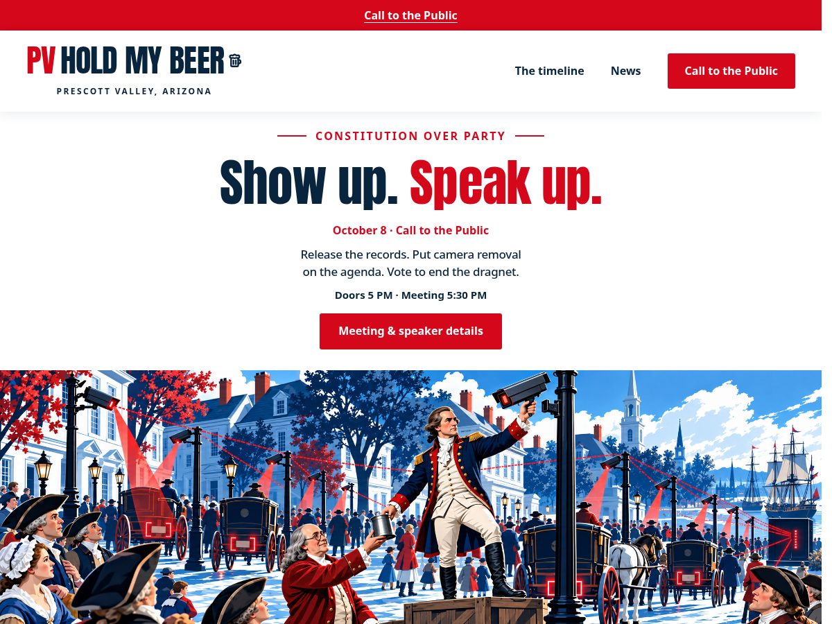 Landing-page snapshot of pvholdmybeer.com