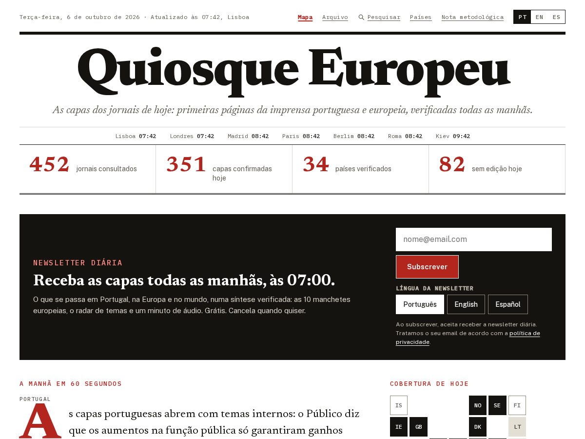Landing-page snapshot of quiosqueeuropeu.com