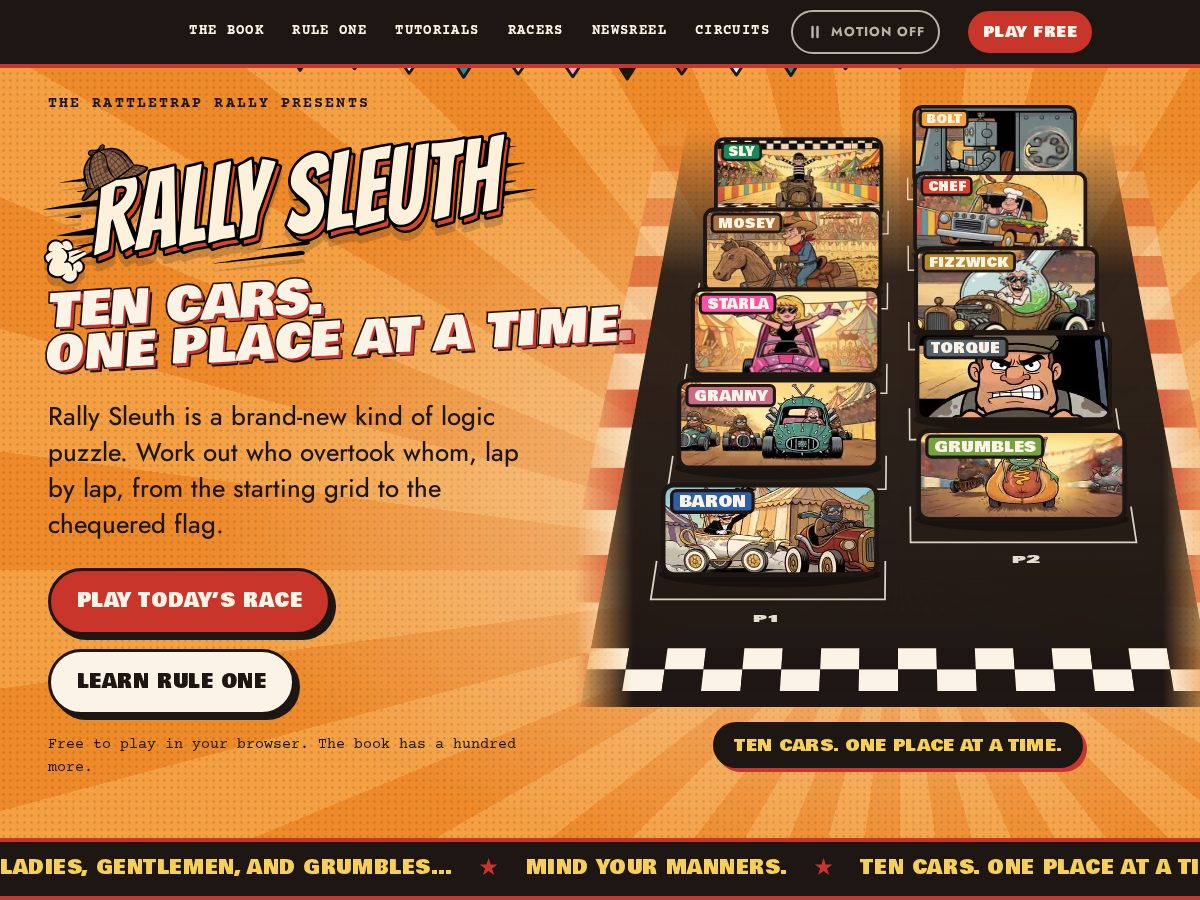 Landing-page snapshot of rallysleuth.com