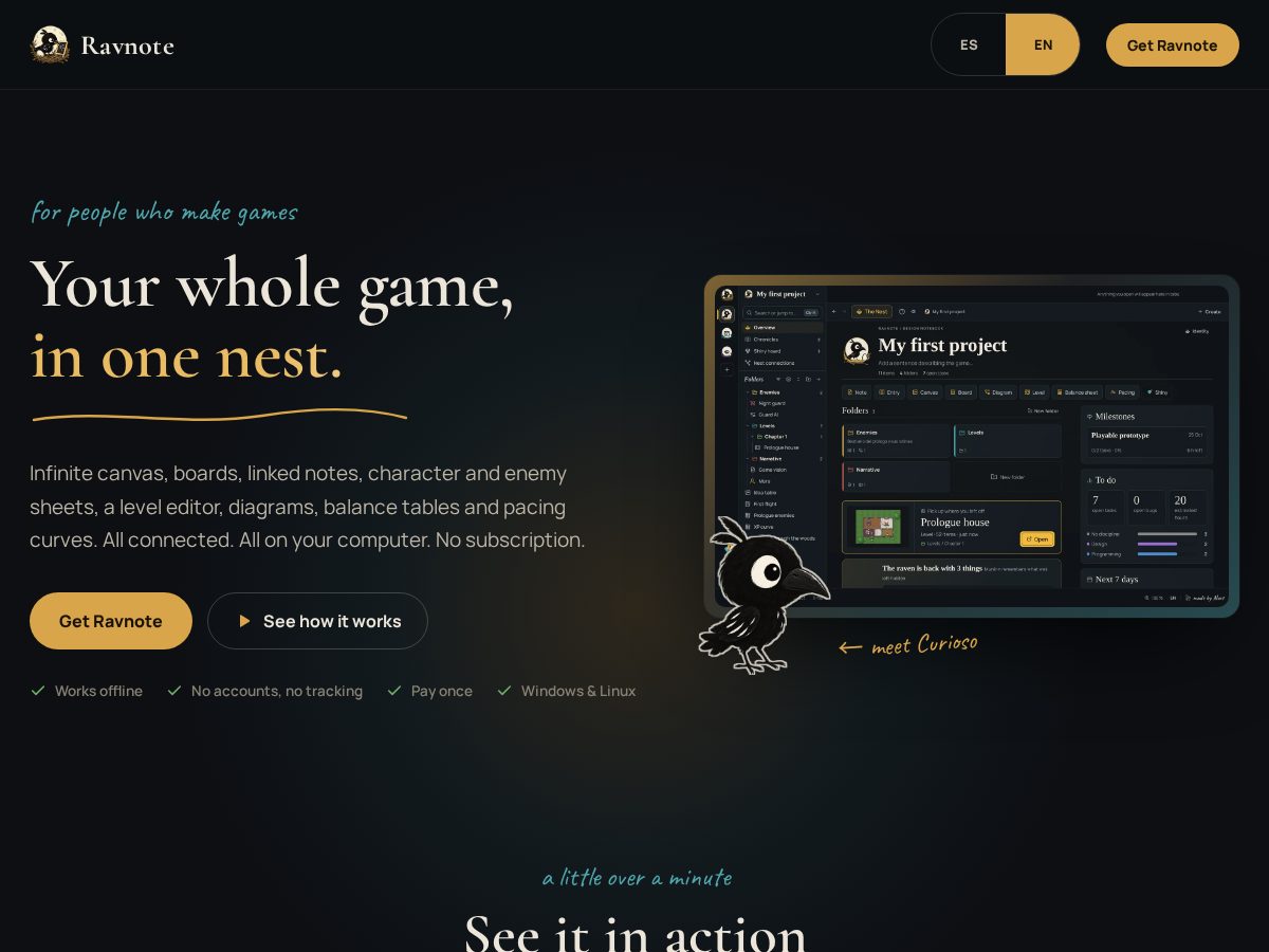 Landing-page snapshot of ravnote.com