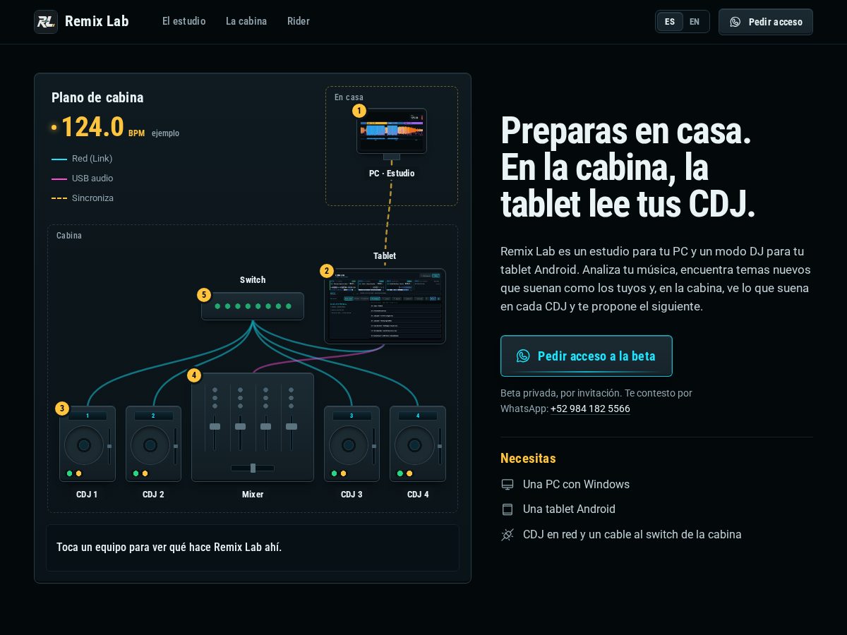 Landing-page snapshot of remixlab.app