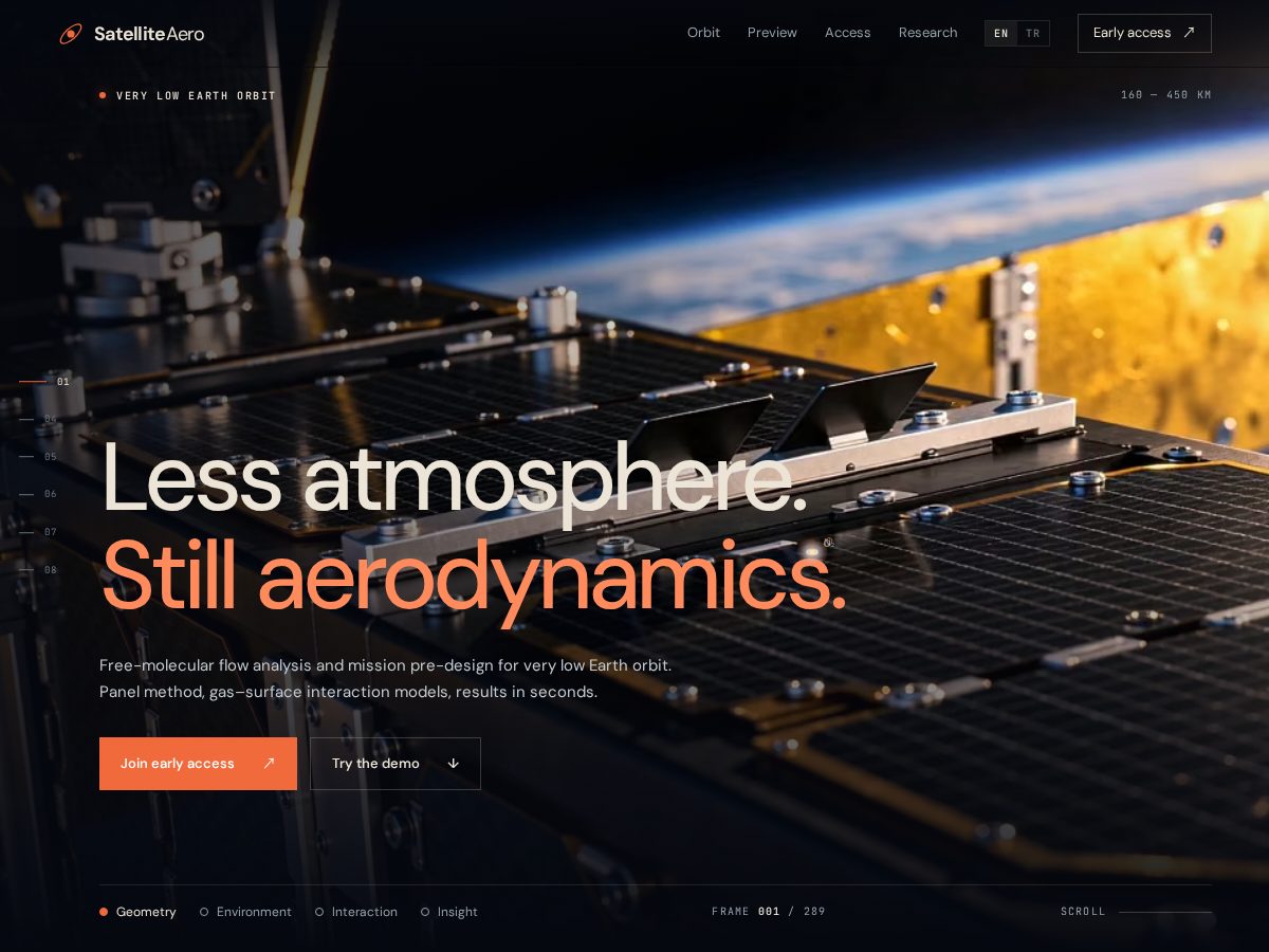 Landing-page snapshot of satelliteaero.com