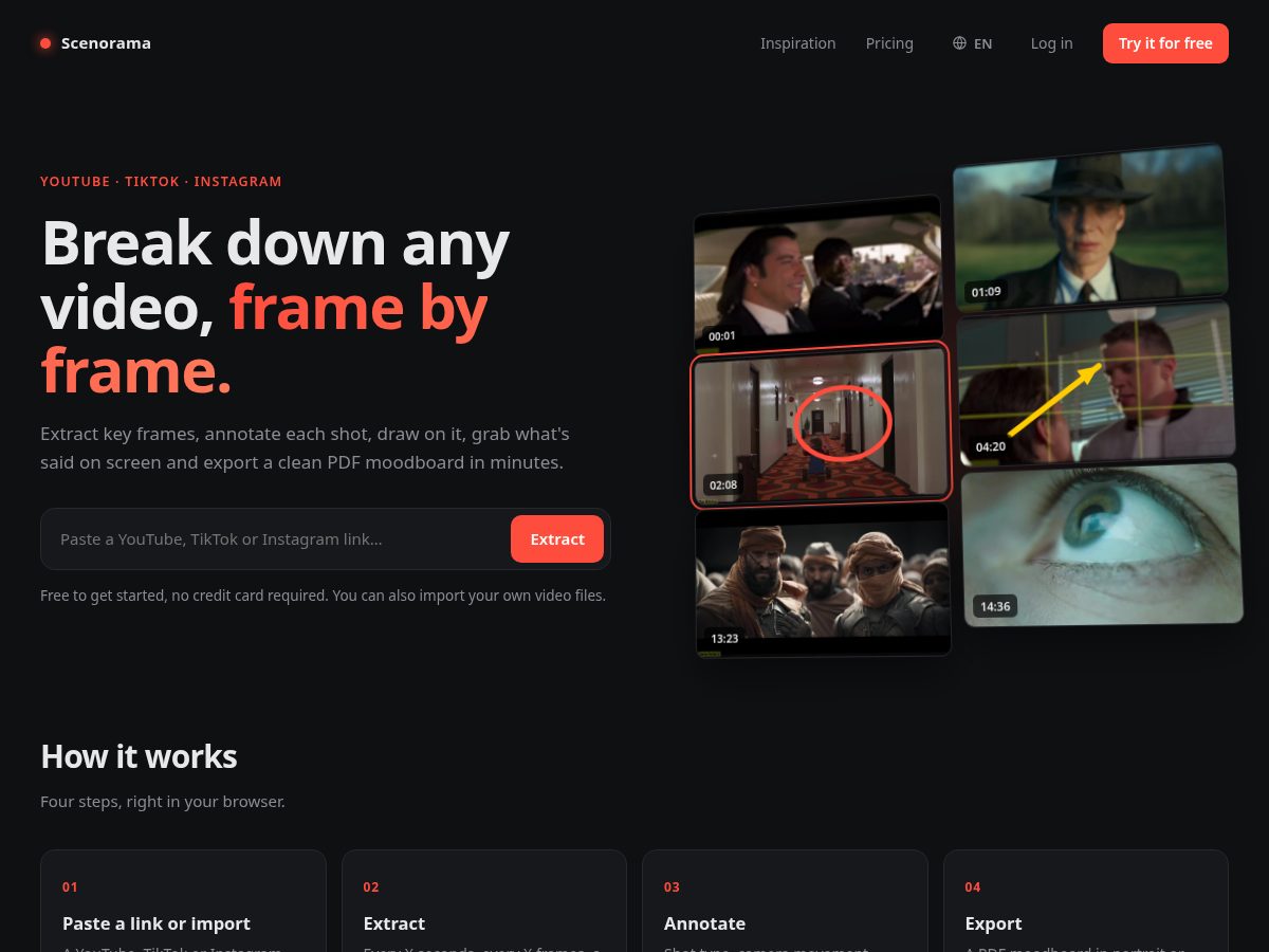Landing-page snapshot of scenorama.app