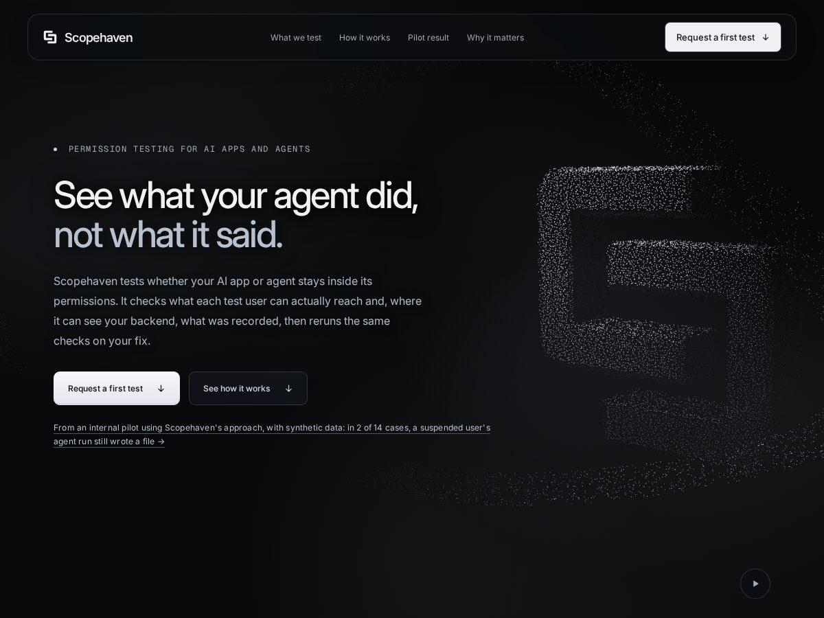 Landing-page snapshot of scopehaven.dev