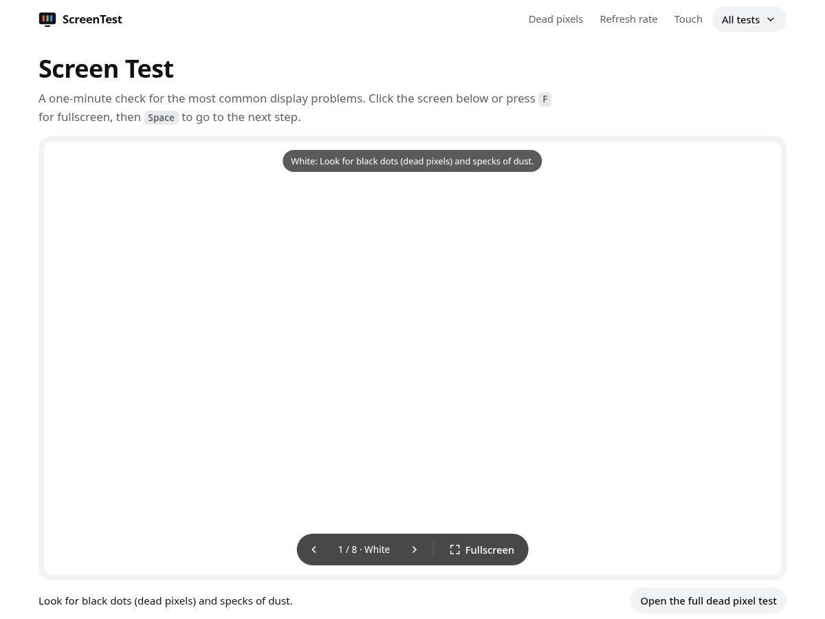 Landing-page snapshot of screentest.dev
