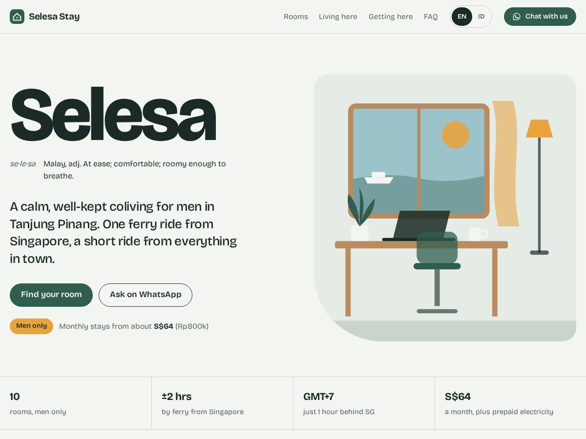 Landing-page snapshot of selesastay.com