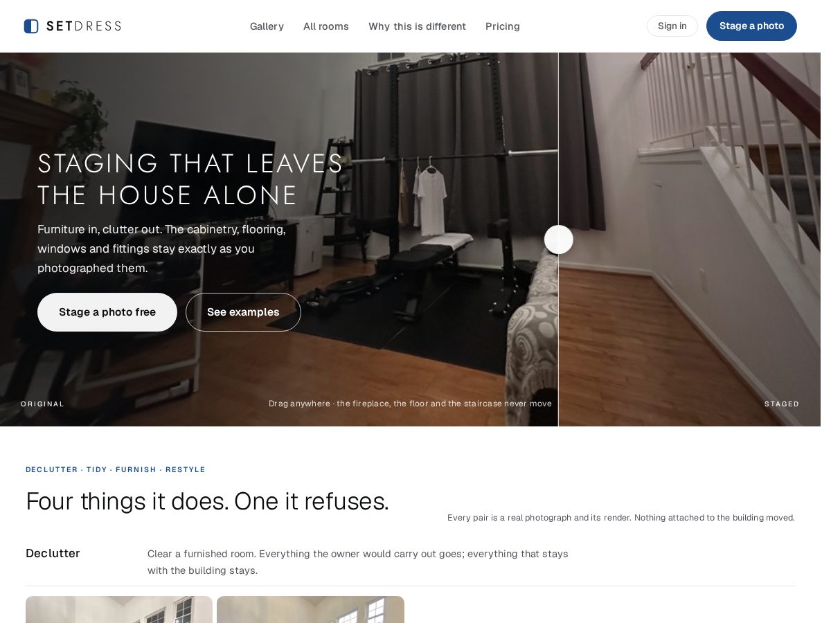 Landing-page snapshot of setdress.app