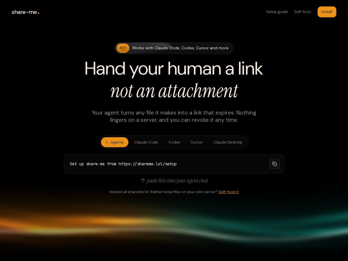 Landing-page snapshot of shareme.lol
