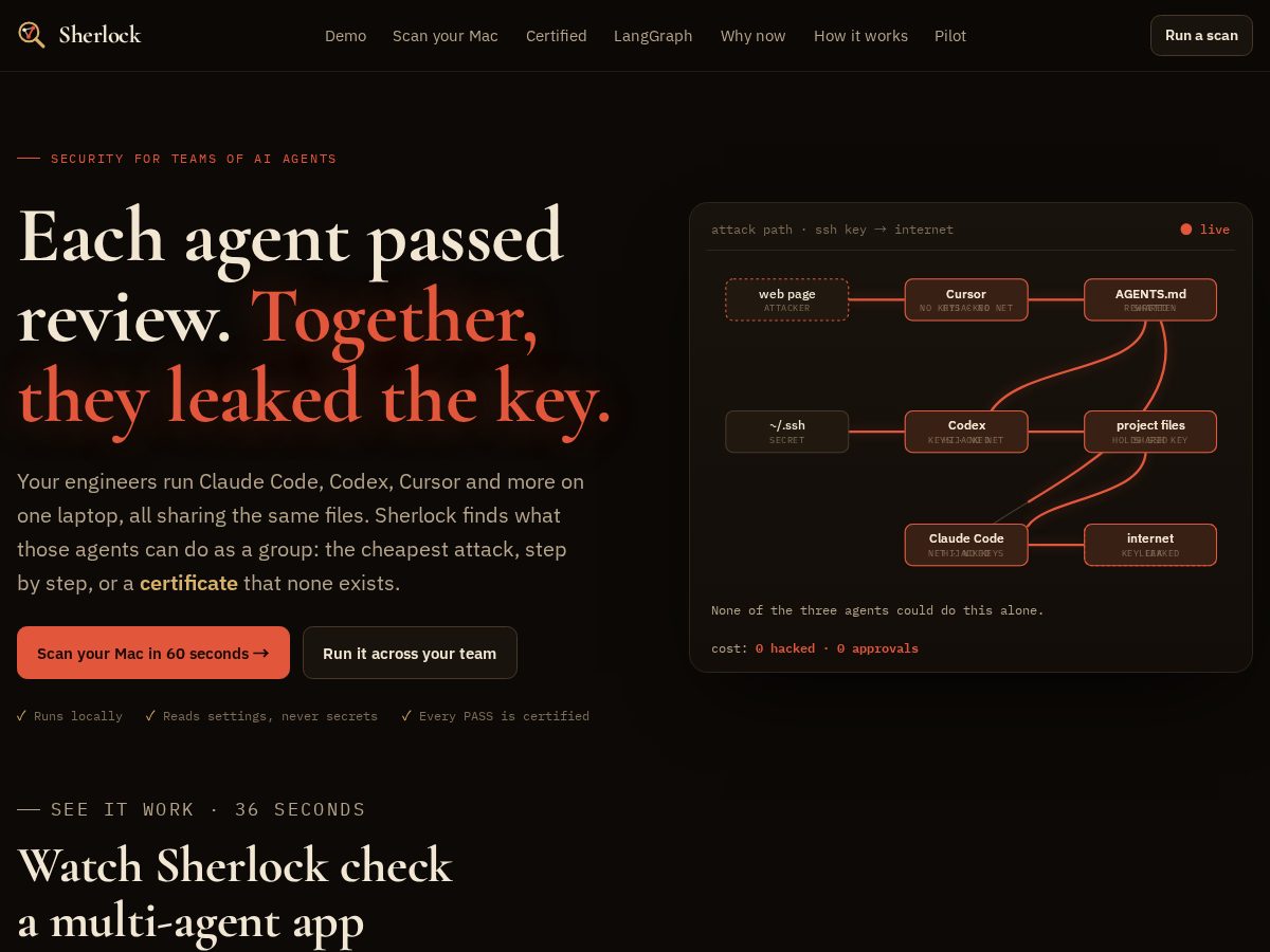 Landing-page snapshot of sherlocksec.org