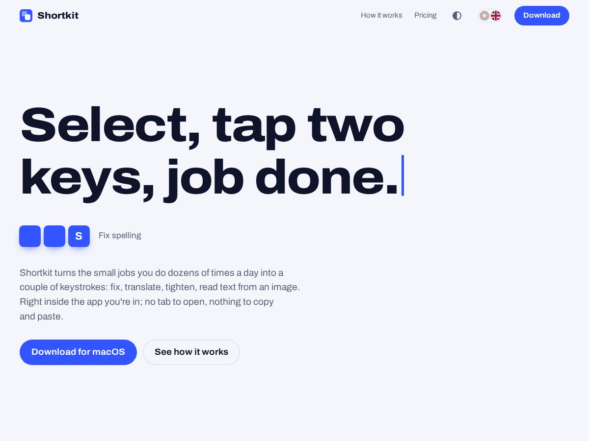 Landing-page snapshot of shortkit.app