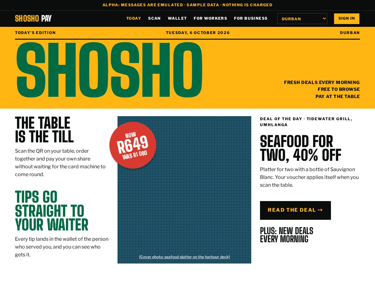 Landing-page snapshot of shoshopay.com