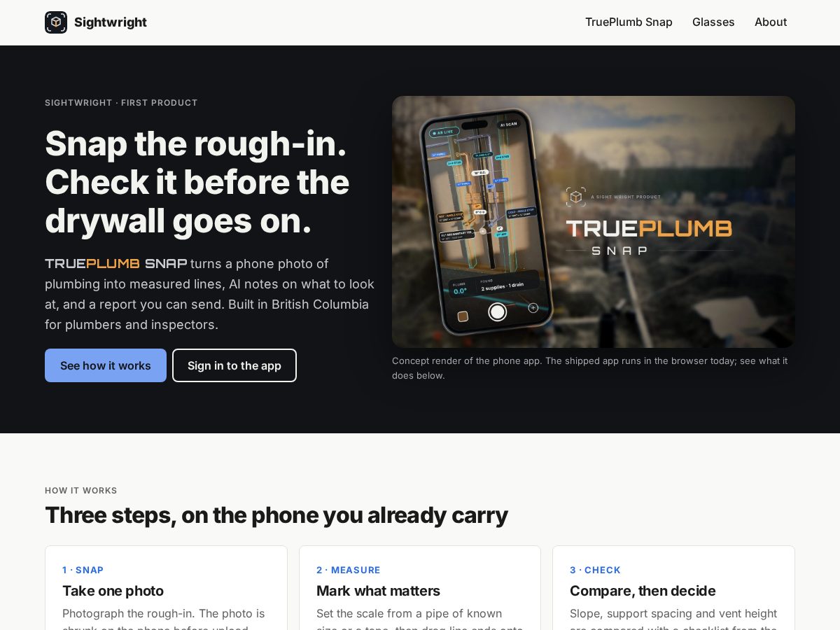 Landing-page snapshot of sightwright.app