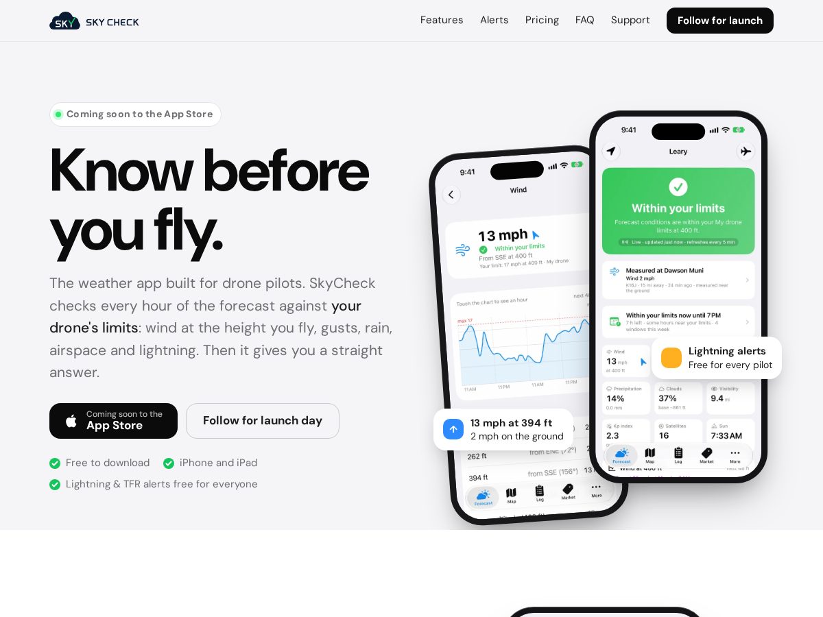 Landing-page snapshot of skycheck.app