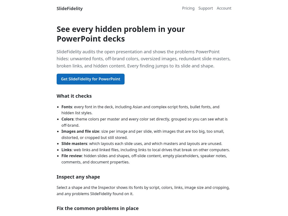 Landing-page snapshot of slidefidelity.com