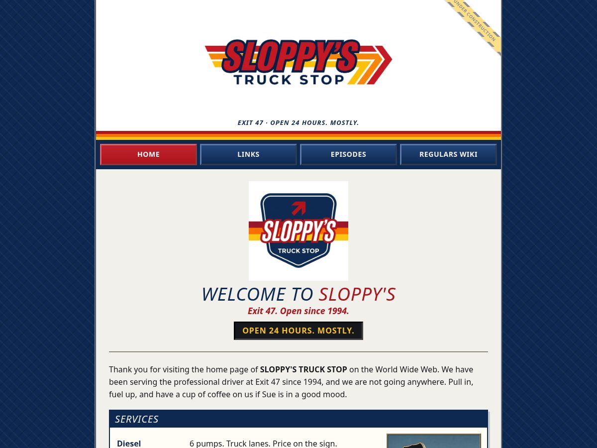 Landing-page snapshot of sloppystruckstop.com