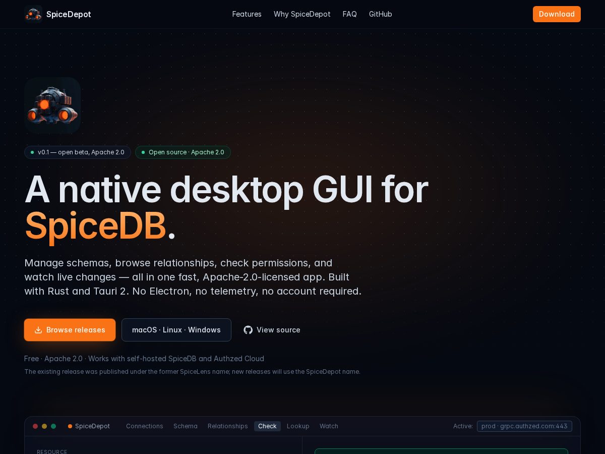 Landing-page snapshot of spicedepot.app