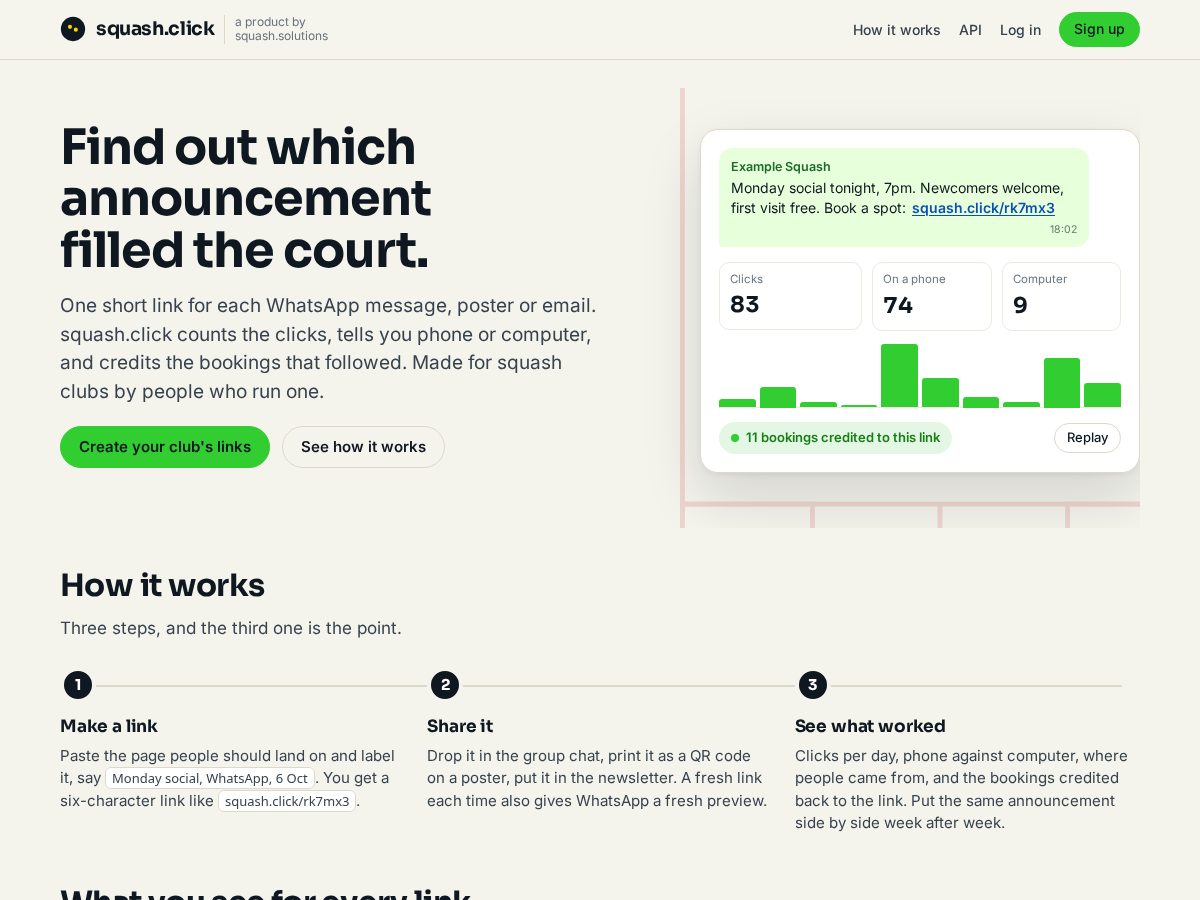 Landing-page snapshot of squash.click
