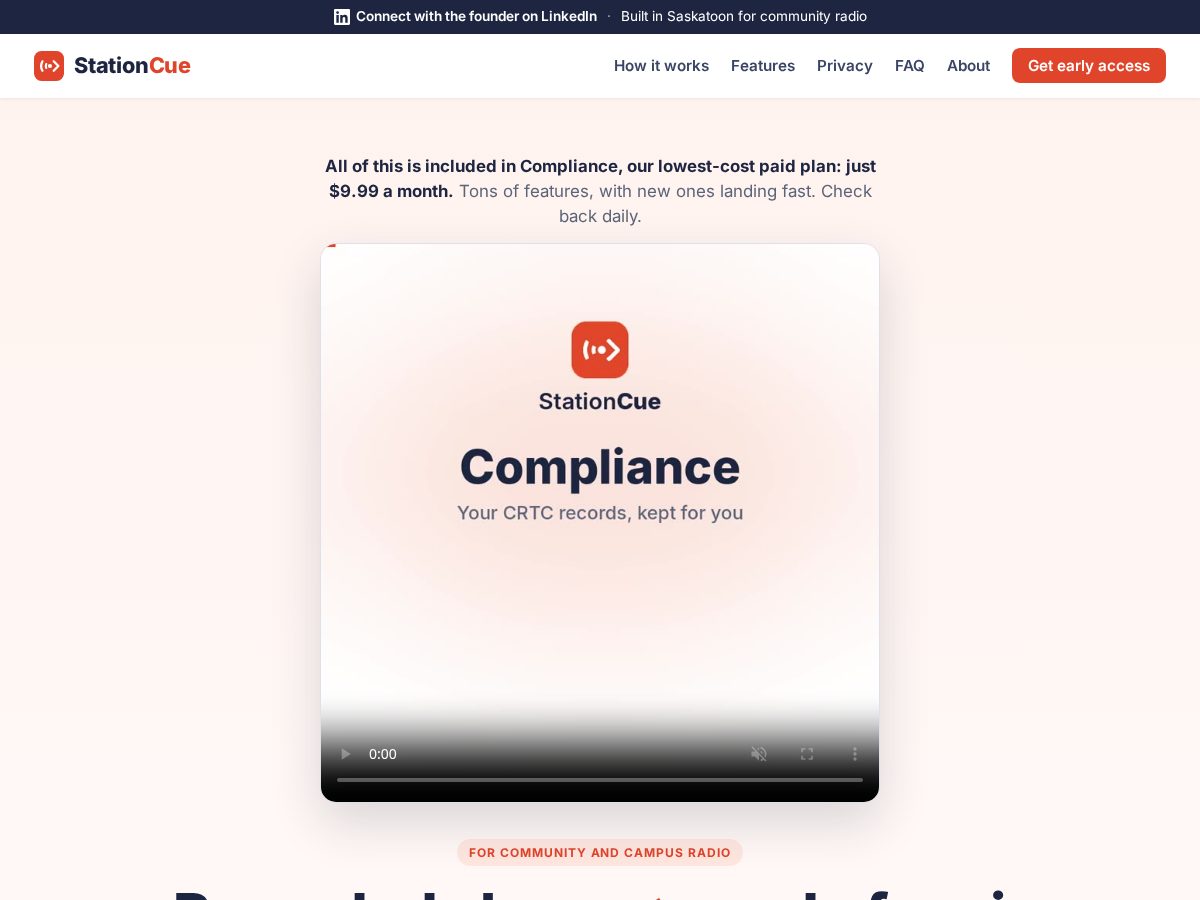 Landing-page snapshot of stationcue.com