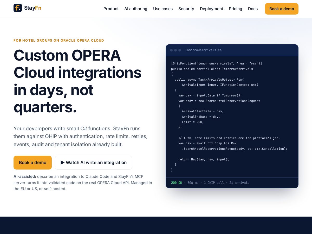 Landing-page snapshot of stayfn.com