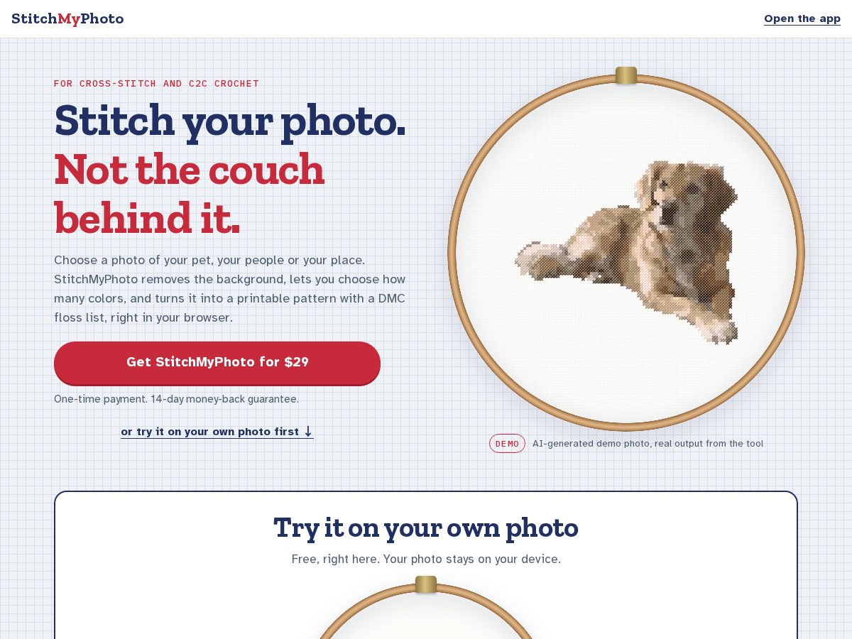 Landing-page snapshot of stitchmyphoto.com