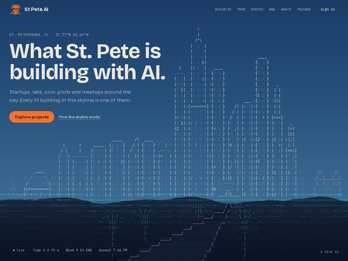Landing-page snapshot of stpeteai.app