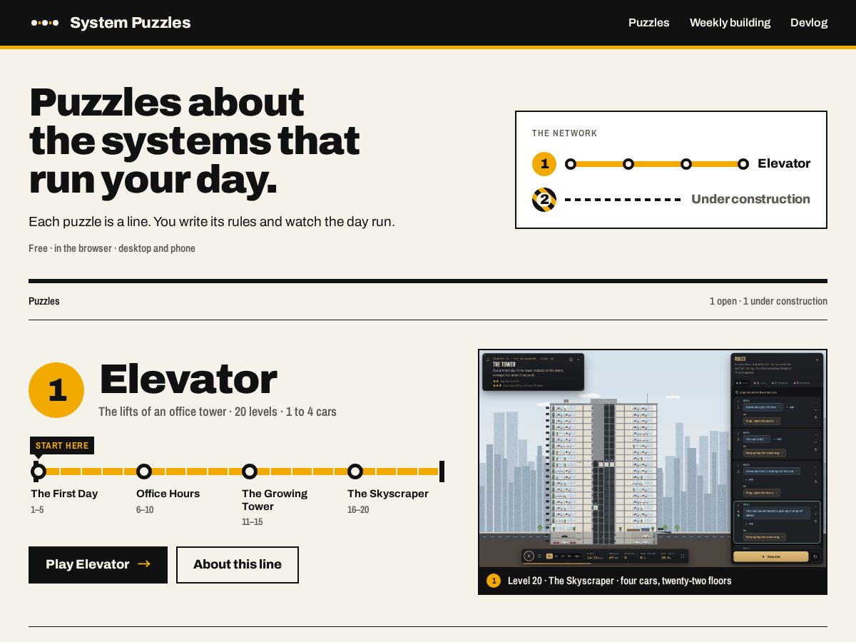 Landing-page snapshot of systempuzzles.com