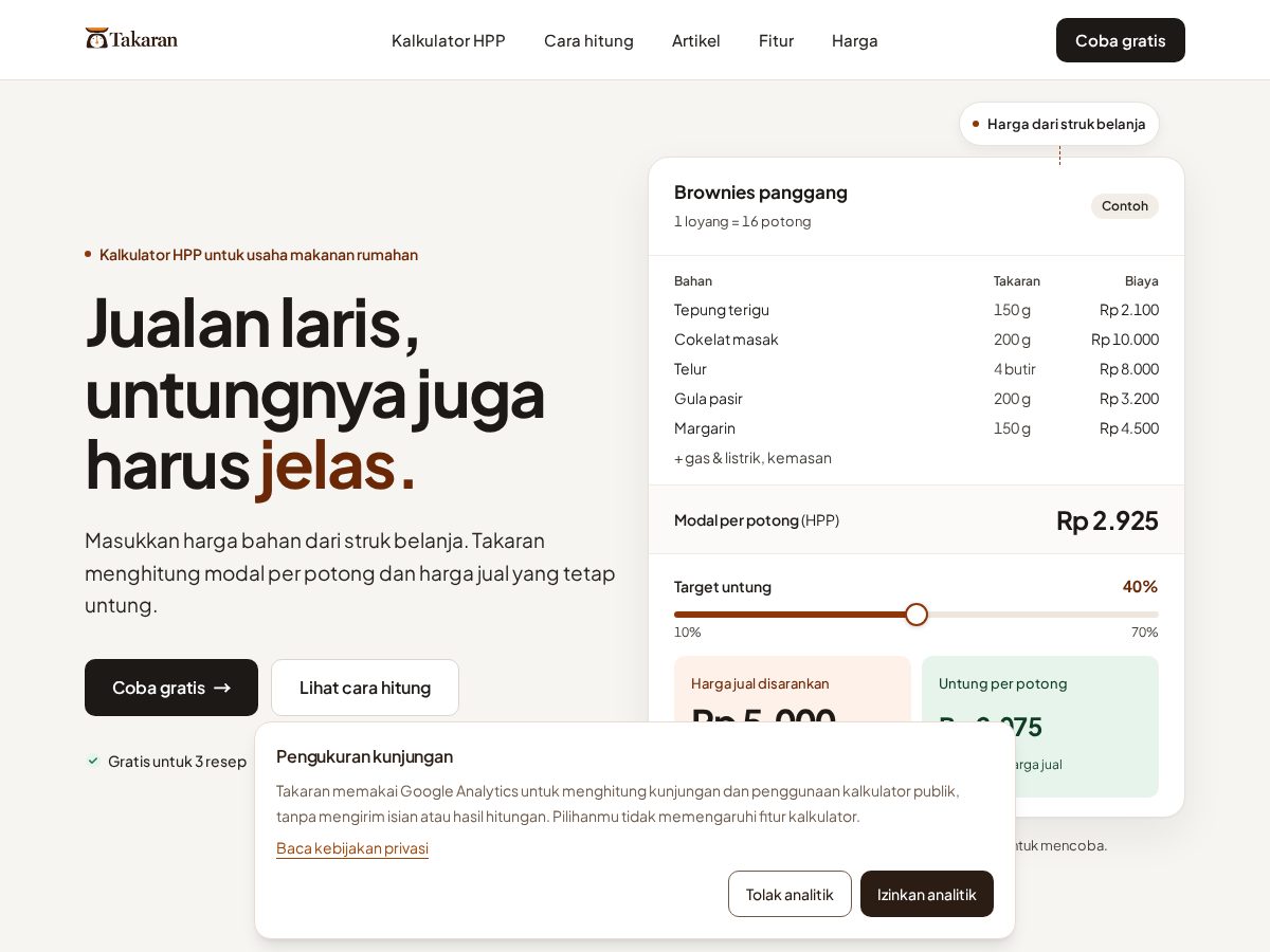 Landing-page snapshot of takaran.online