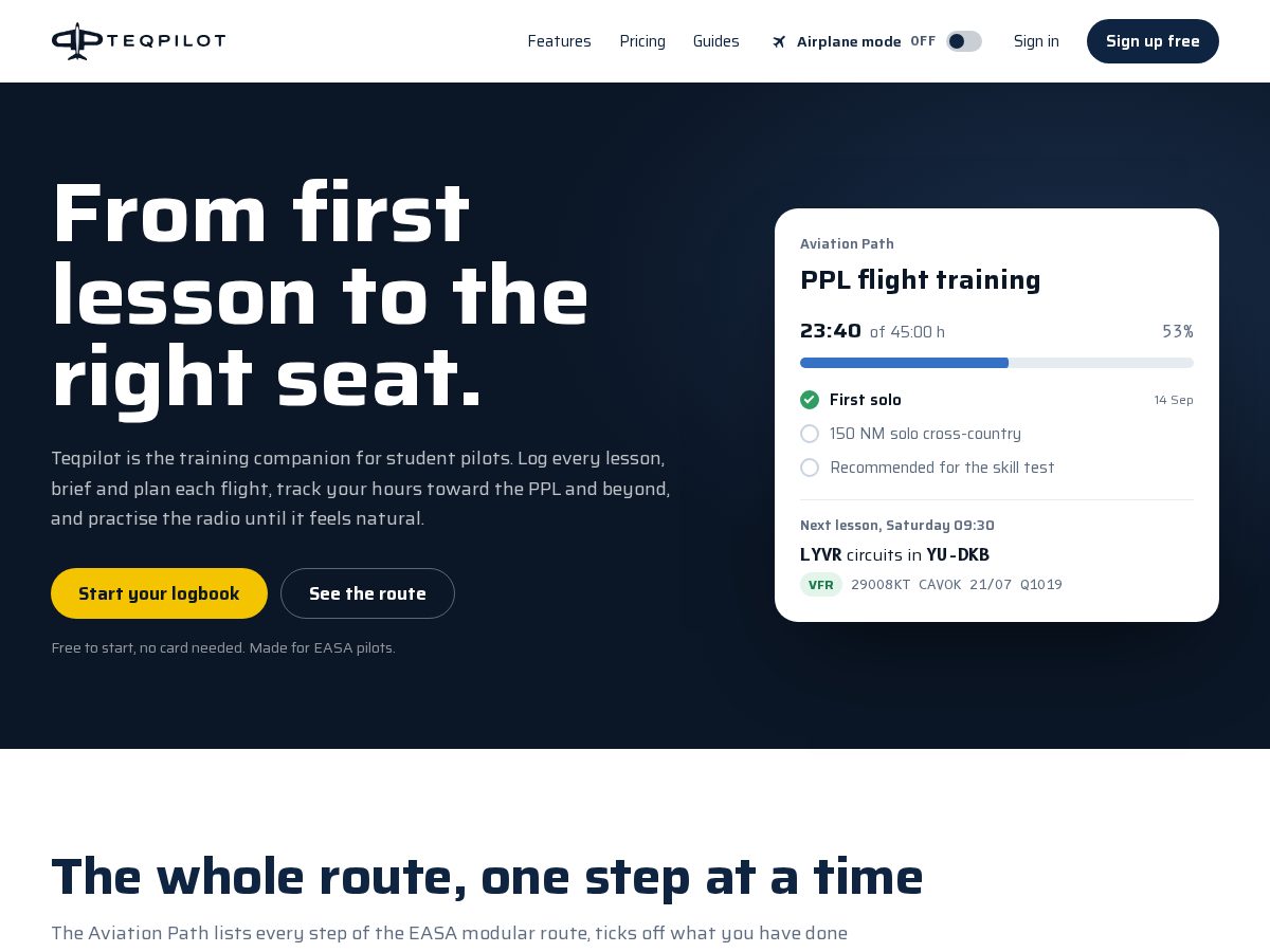 Landing-page snapshot of teqpilot.app