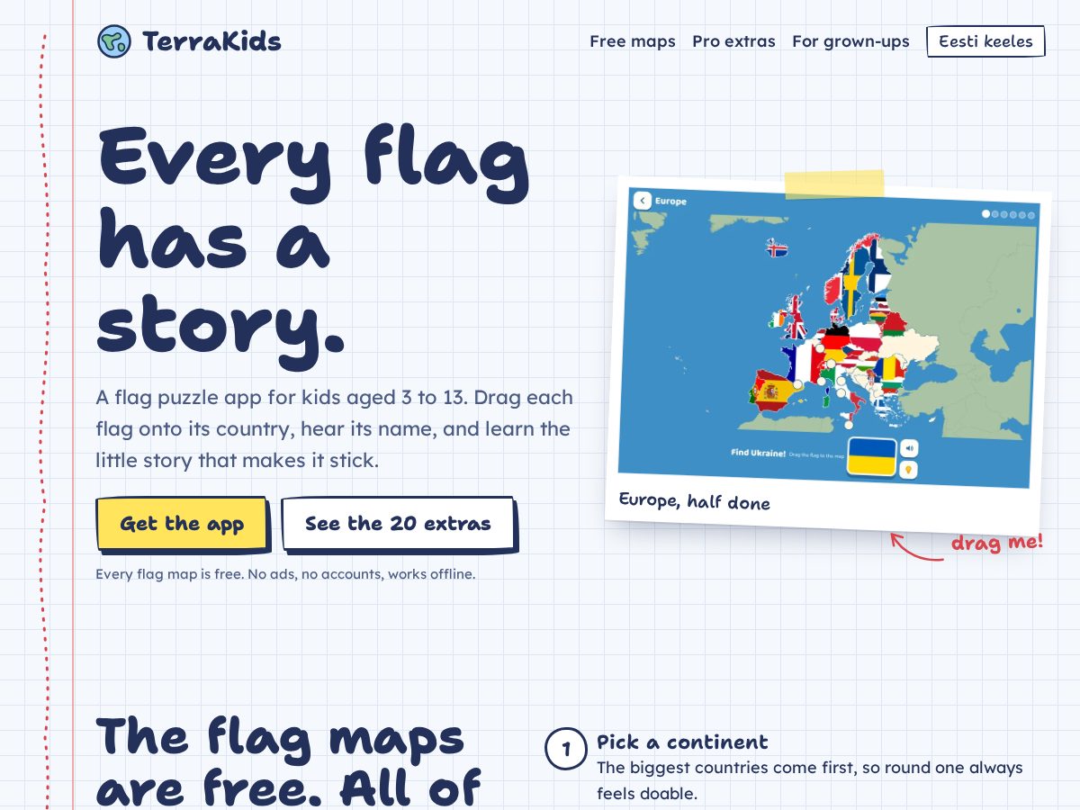 Landing-page snapshot of terrakids.app
