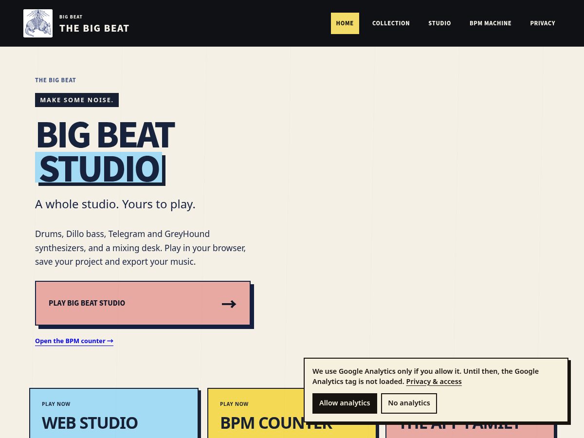 Landing-page snapshot of thebigbeat.app