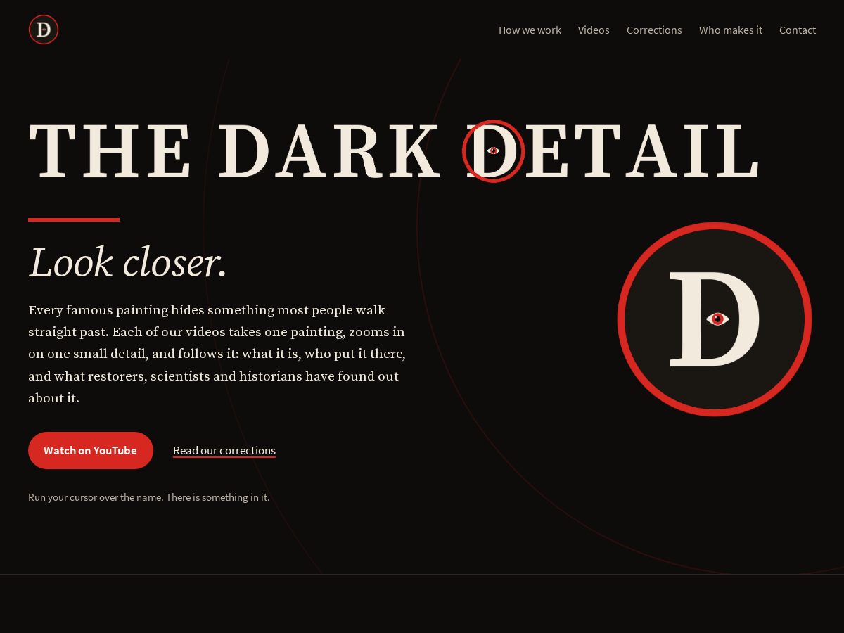 Landing-page snapshot of thedarkdetail.com