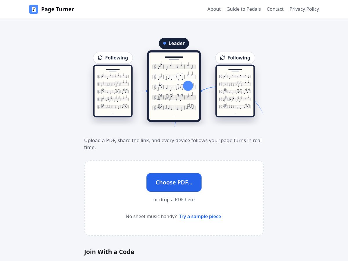 Landing-page snapshot of thepageturner.app
