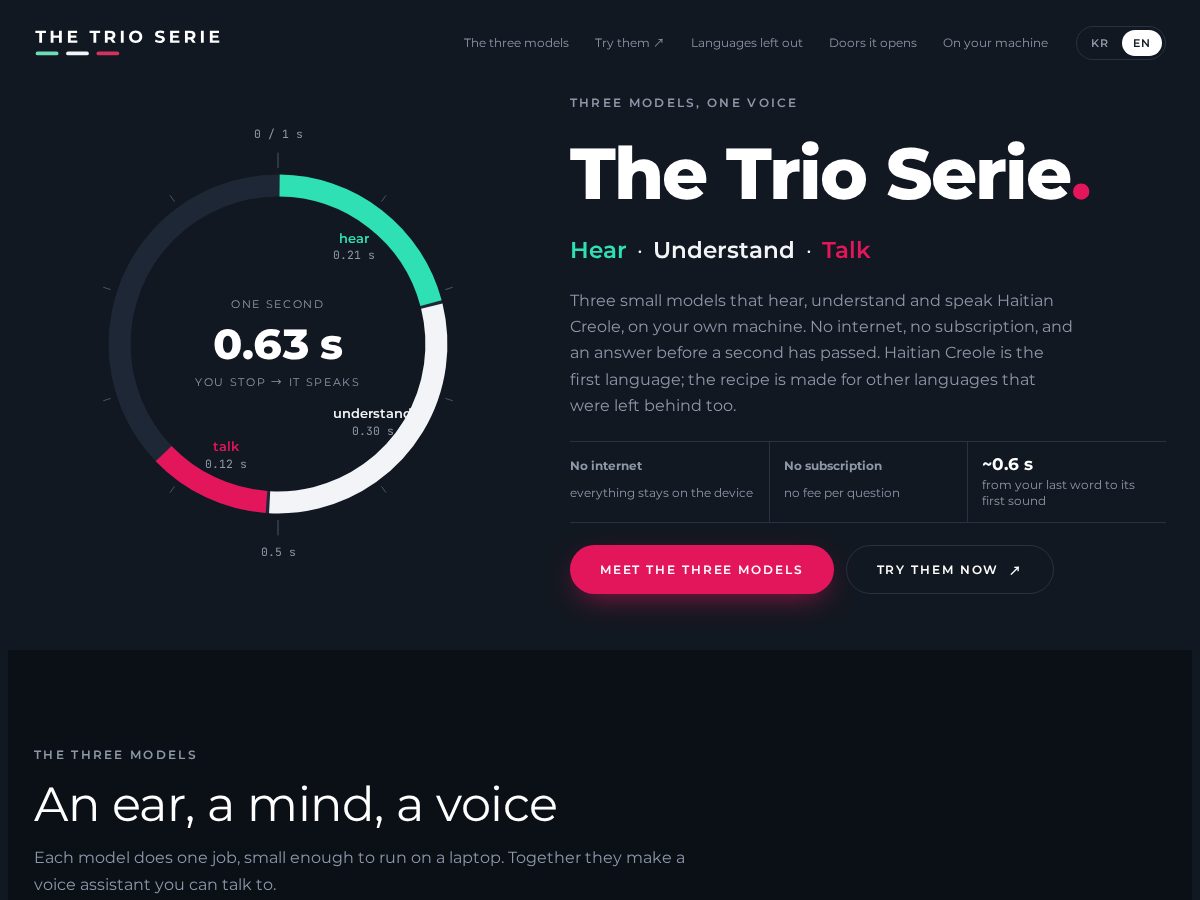 Landing-page snapshot of thetrio.space