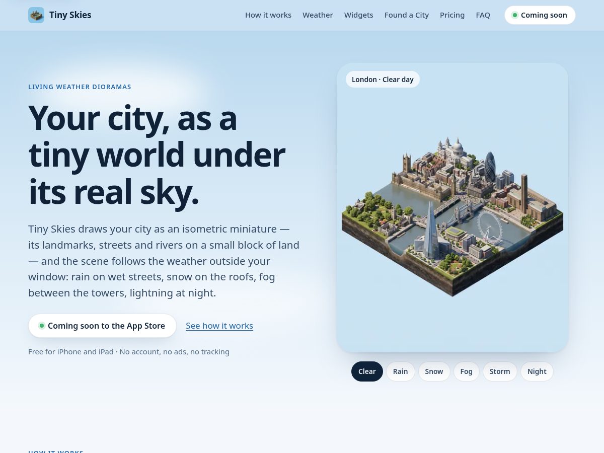 Landing-page snapshot of tinyskies.app