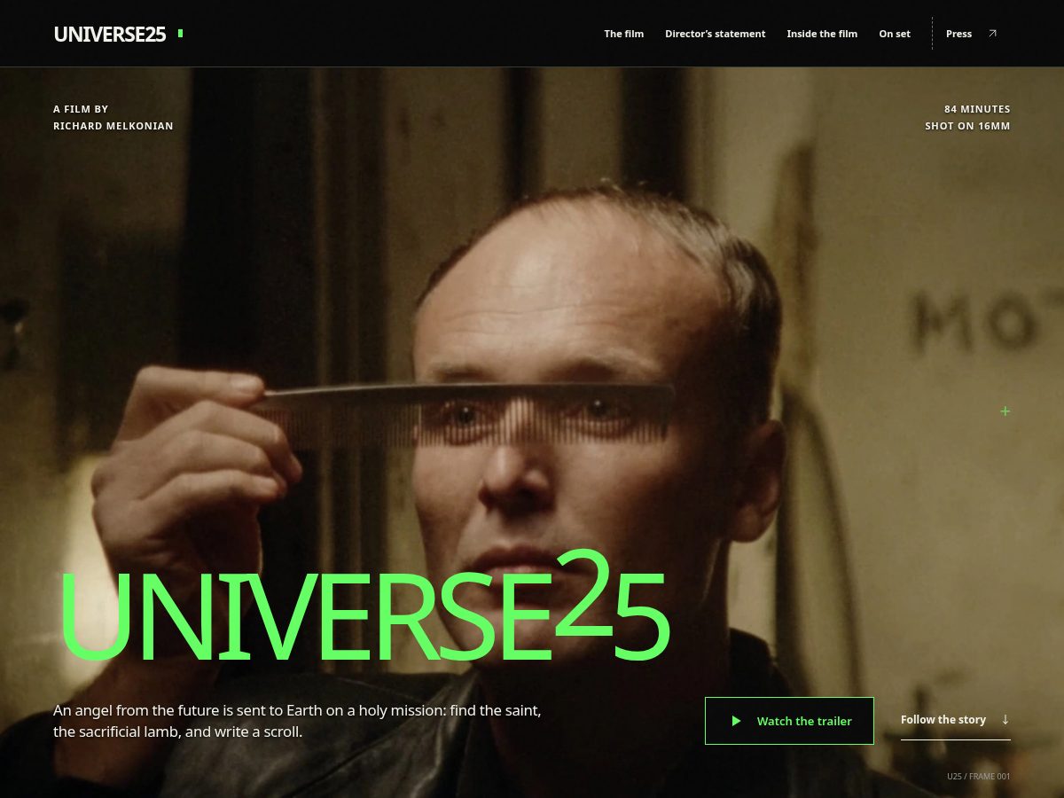 Landing-page snapshot of universe25film.com