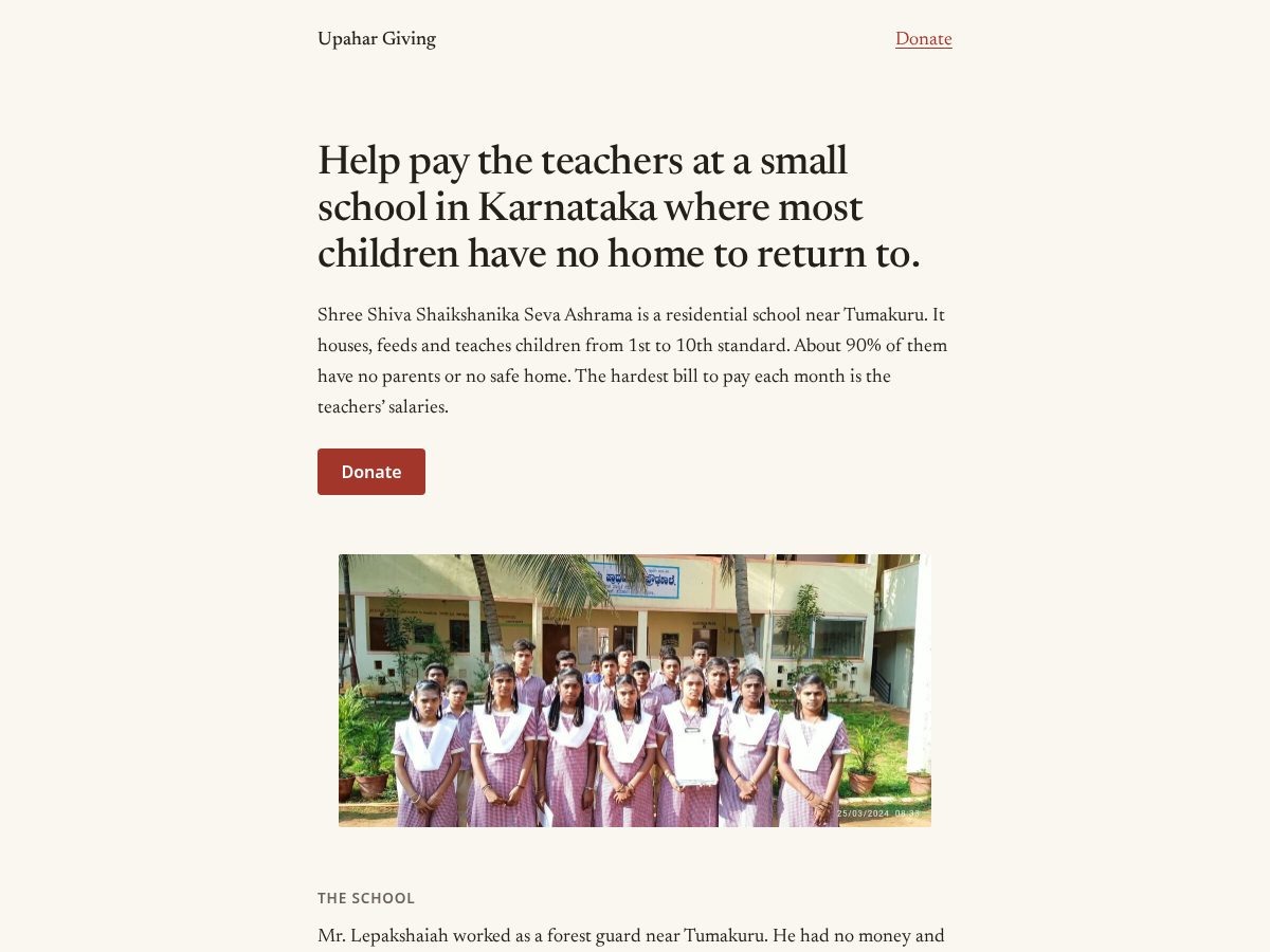 Landing-page snapshot of upahargiving.org