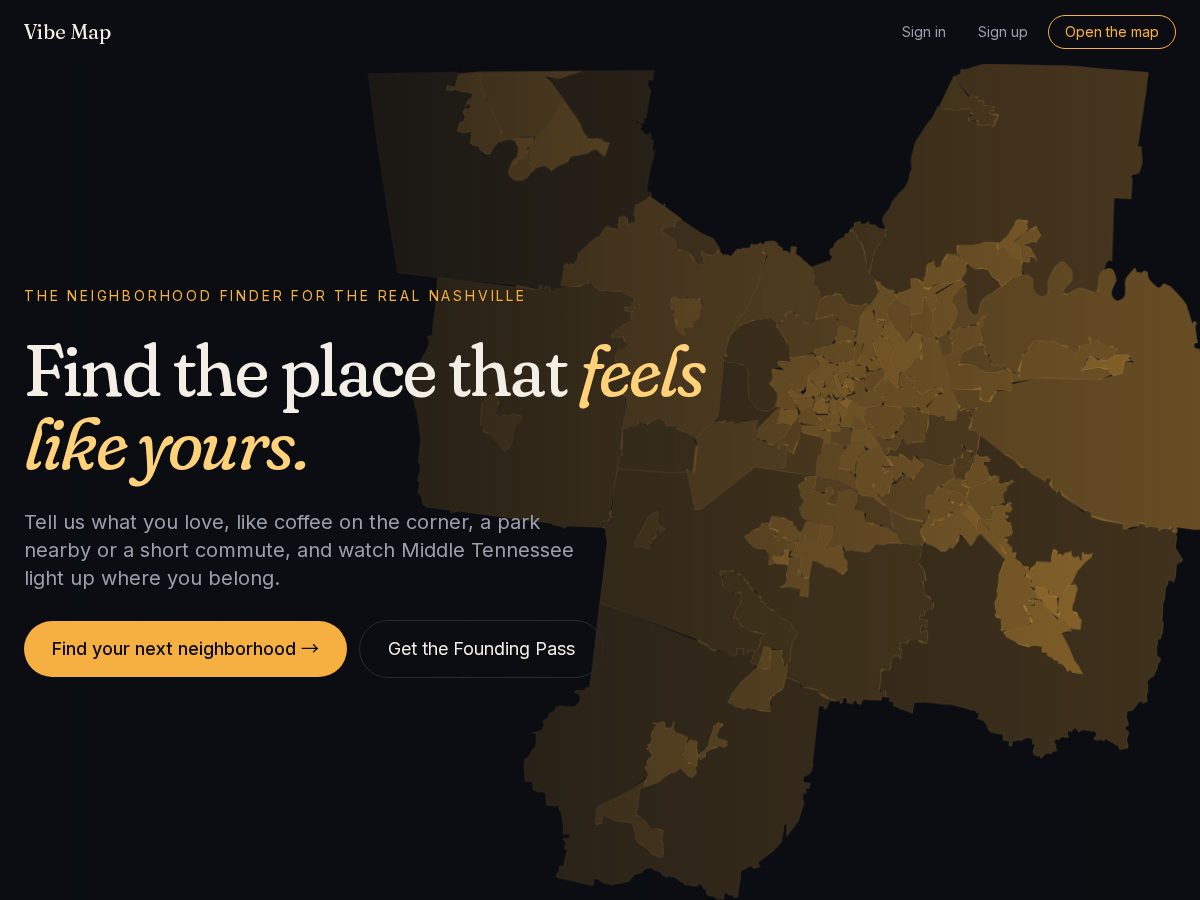 Landing-page snapshot of vibemapai.com