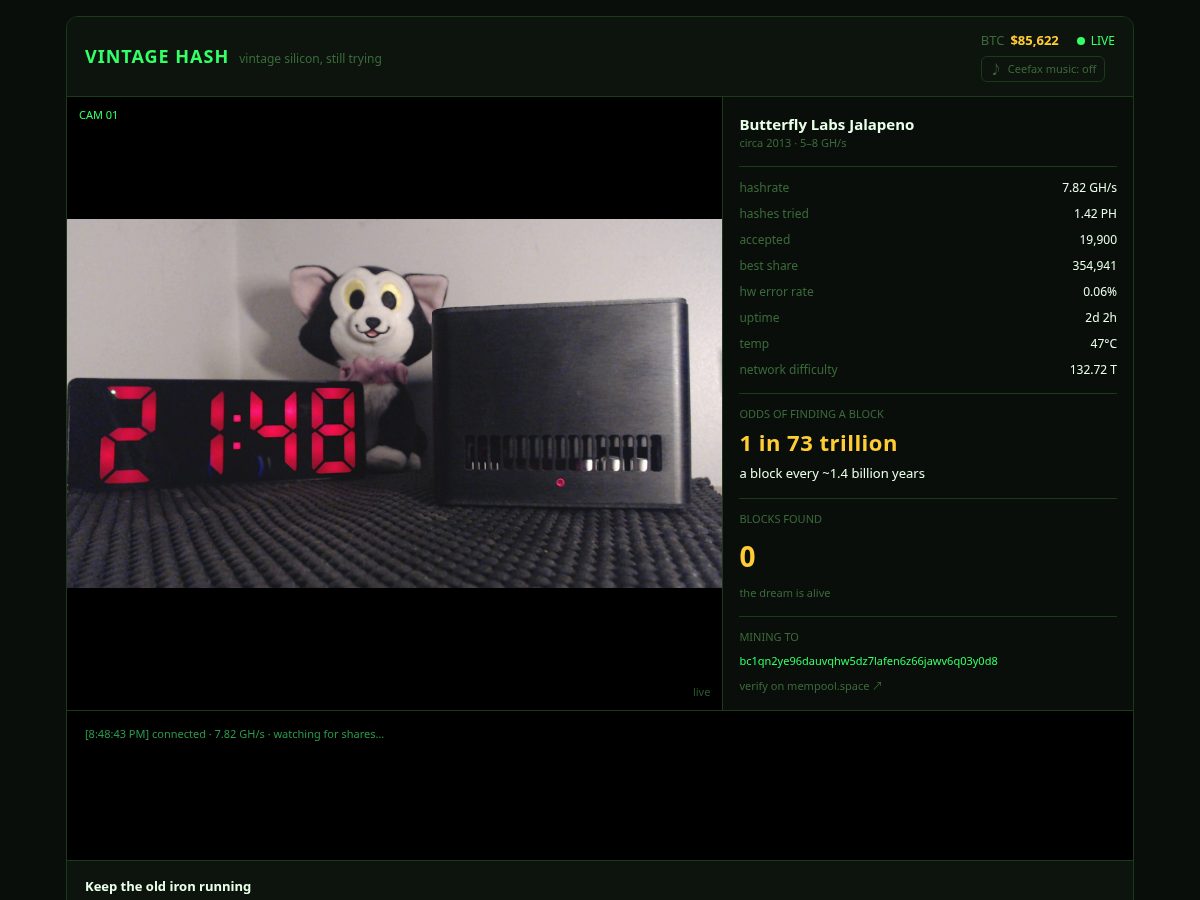 Landing-page snapshot of vintagehash.com