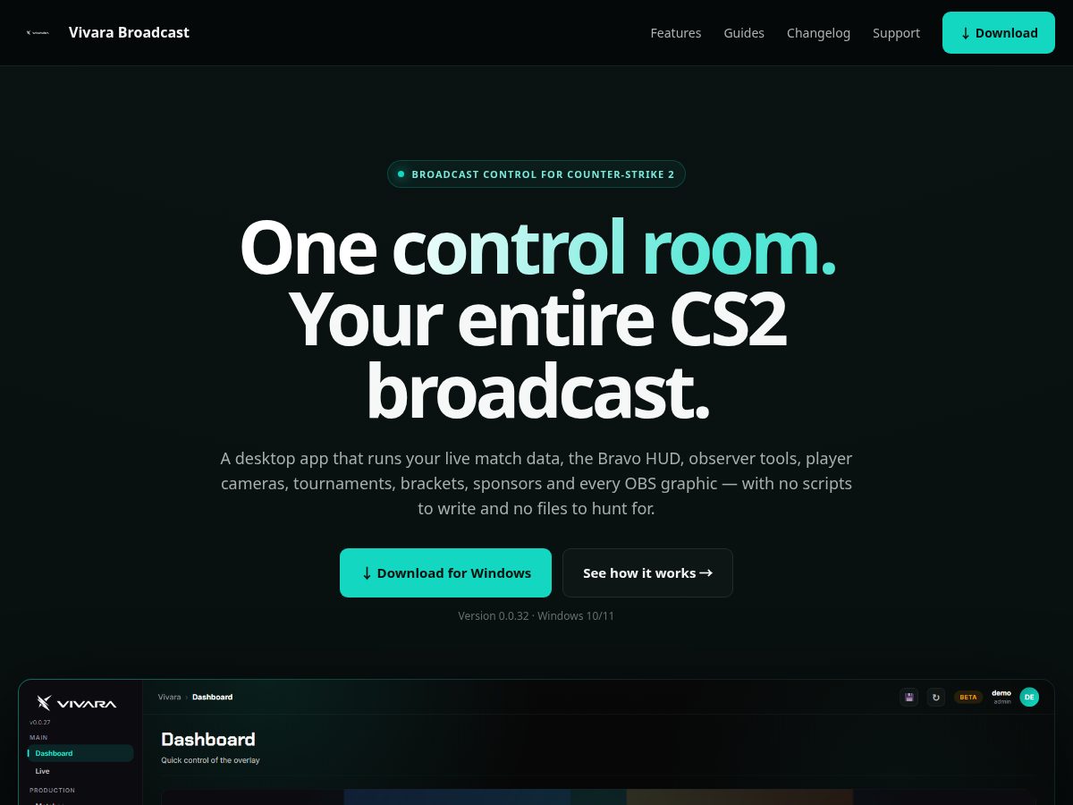 Landing-page snapshot of vivarabroadcast.com