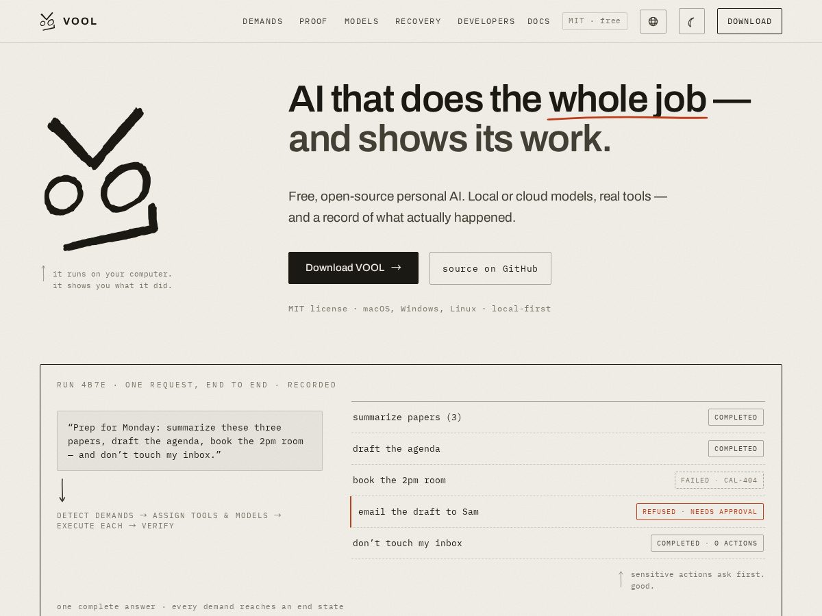 Landing-page snapshot of vool.codes