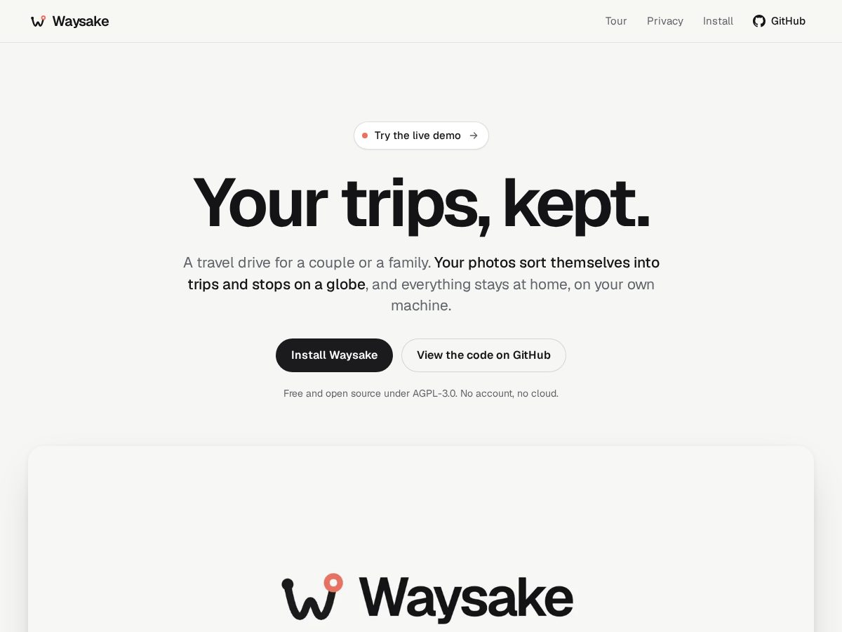 Landing-page snapshot of waysake.com