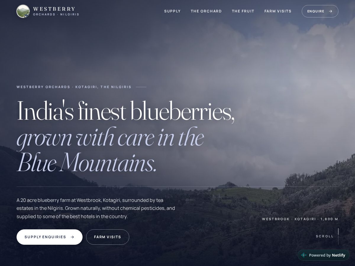 Landing-page snapshot of westberryorchards.com