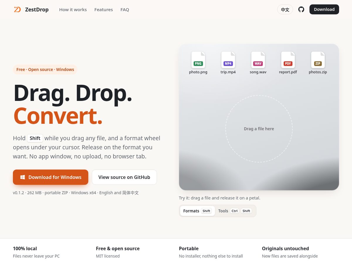 Landing-page snapshot of zestdrop.org
