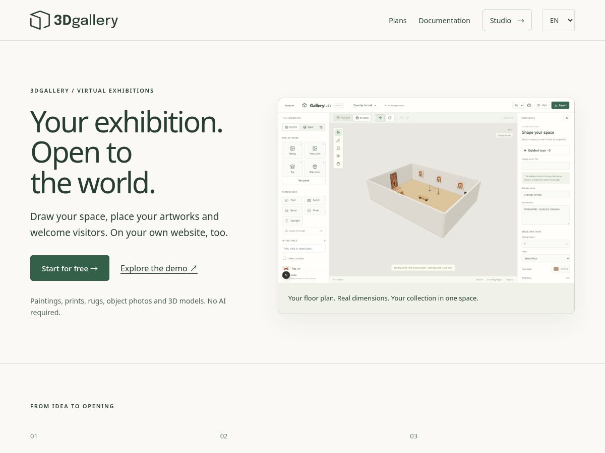 Landing-page snapshot of 3dgallery.pro