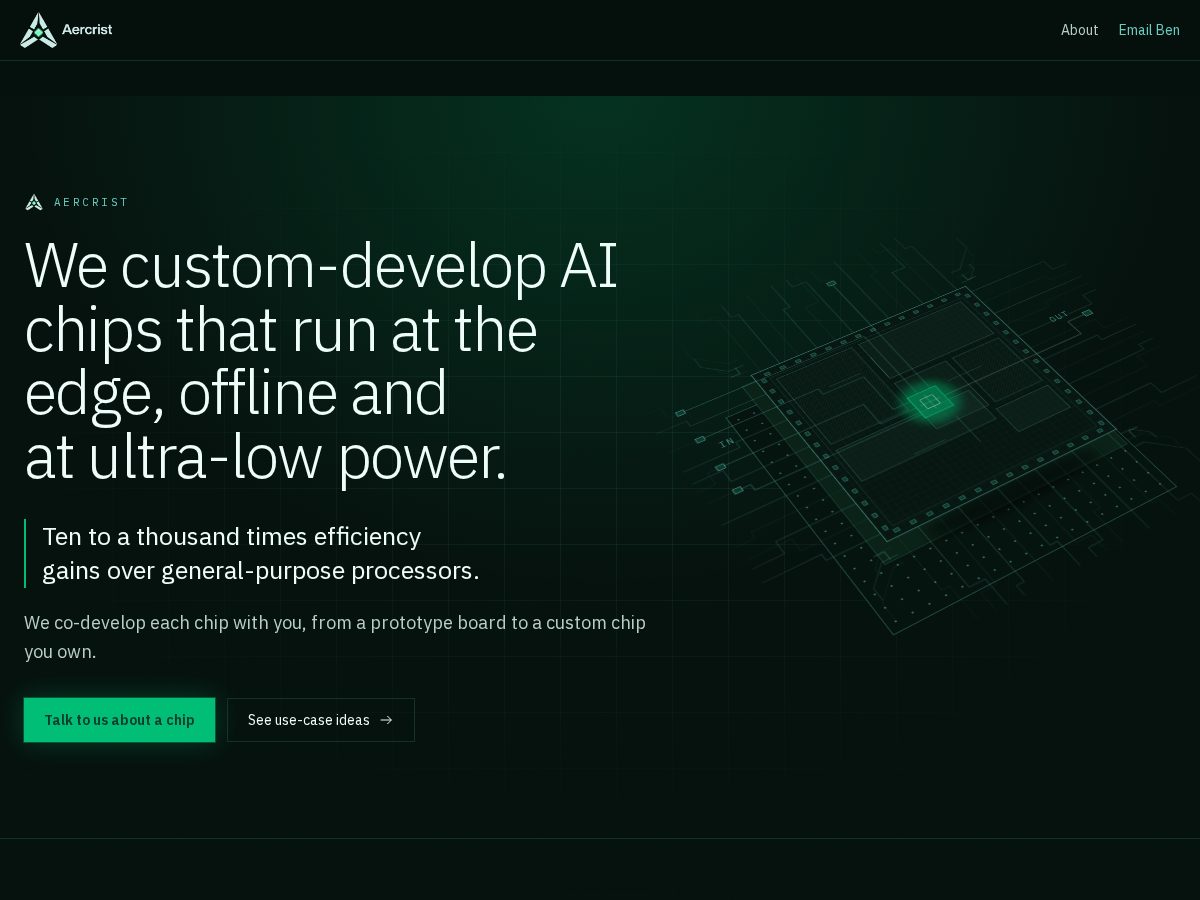 Landing-page snapshot of aercrist.com