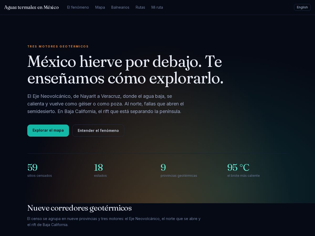 Landing-page snapshot of aguastermalesmexico.com