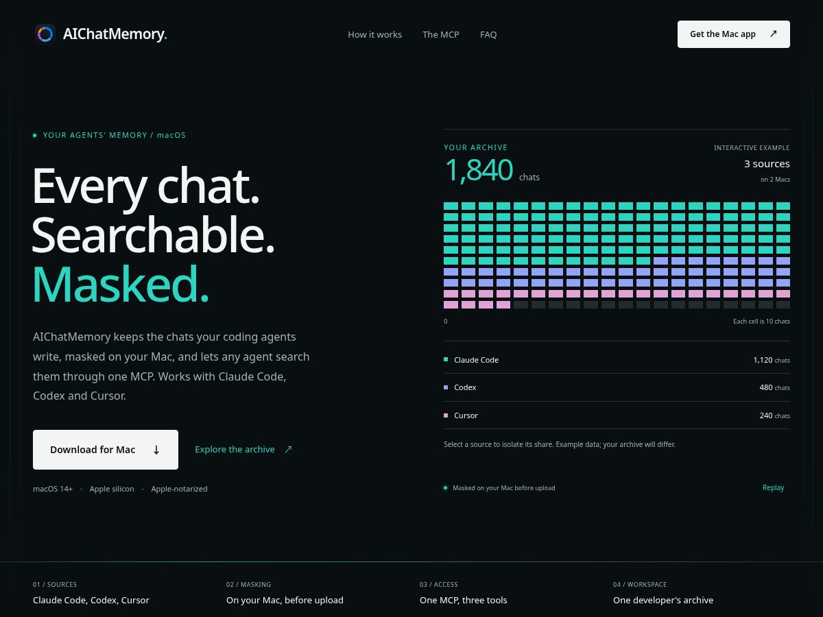 Landing-page snapshot of aichatmemory.com