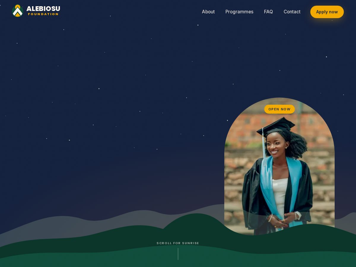 Landing-page snapshot of alebiosufoundation.org