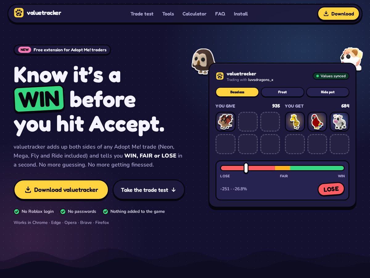 Landing-page snapshot of amvaluetracker.com